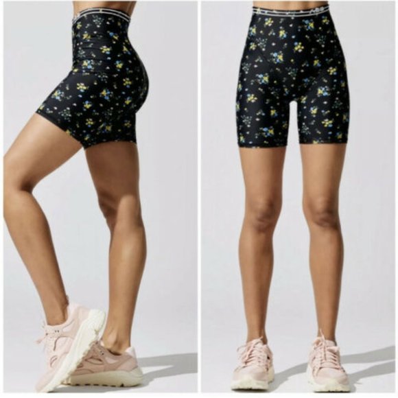 Adam Selman Biker Shorts Sz XL-XXL French cut Running Training Gym Floral Black - Picture 2 of 10